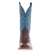 Hyer Boots Mens Jetmore Tobacco FQ Ostrich 13 In Blue Vintage Goat Top Cowboy Boot