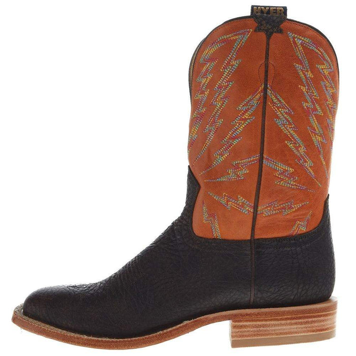 Hyer Boots Mens Hazelton Apache Bullhide 11 In Tangerine Vintage Goat Top Cowboy Boot