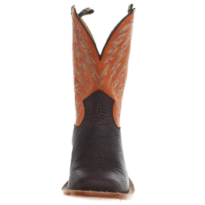 Hyer Boots Mens Hazelton Apache Bullhide 11 In Tangerine Vintage Goat Top Cowboy Boot