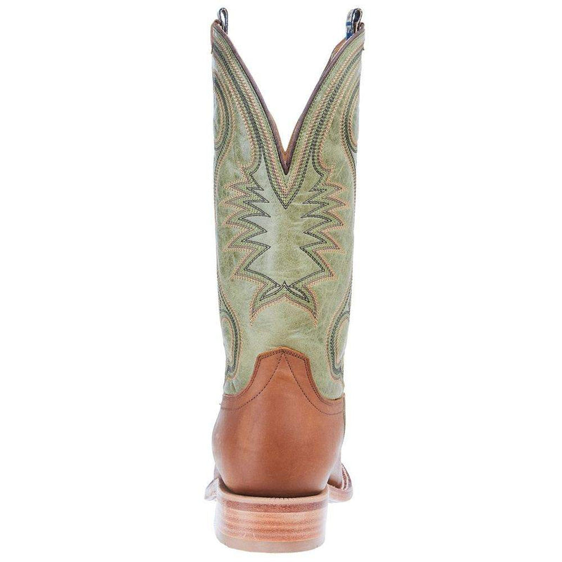 Hyer Boots Mens Codell Dark Chocolate Vintage Camel 13 In Olive Bravo Goat Top Cowboy