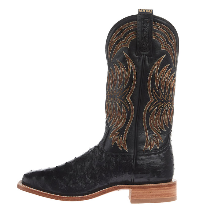Hyer Boots Men's Langdon Black Full Quill Ostrich 13