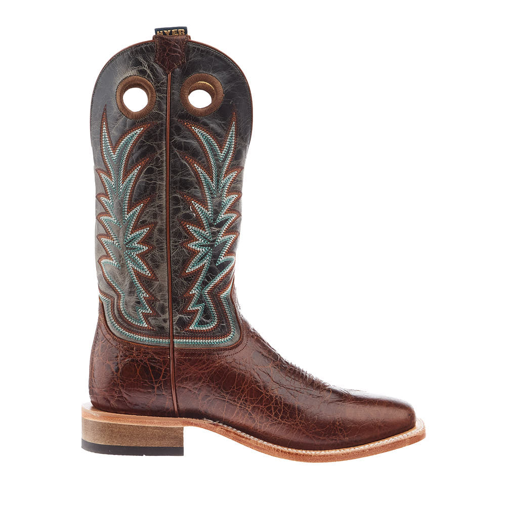 Hyer Boots Men`s Walton Brown Clay Cowhide 13In Slate Grey Goat