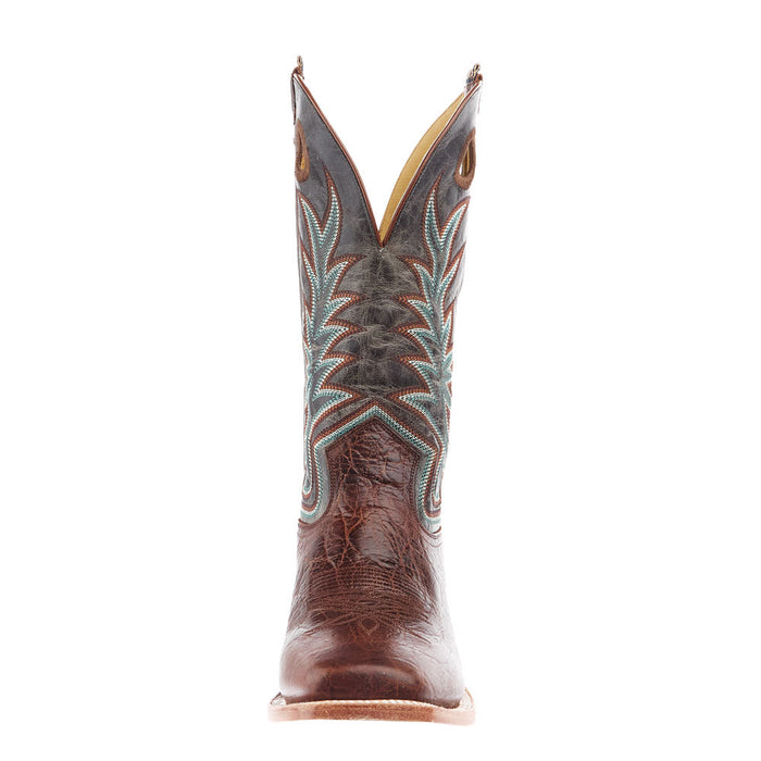 Hyer Boots Men`s Walton Brown Clay Cowhide 13In Slate Grey Goat Top Boots