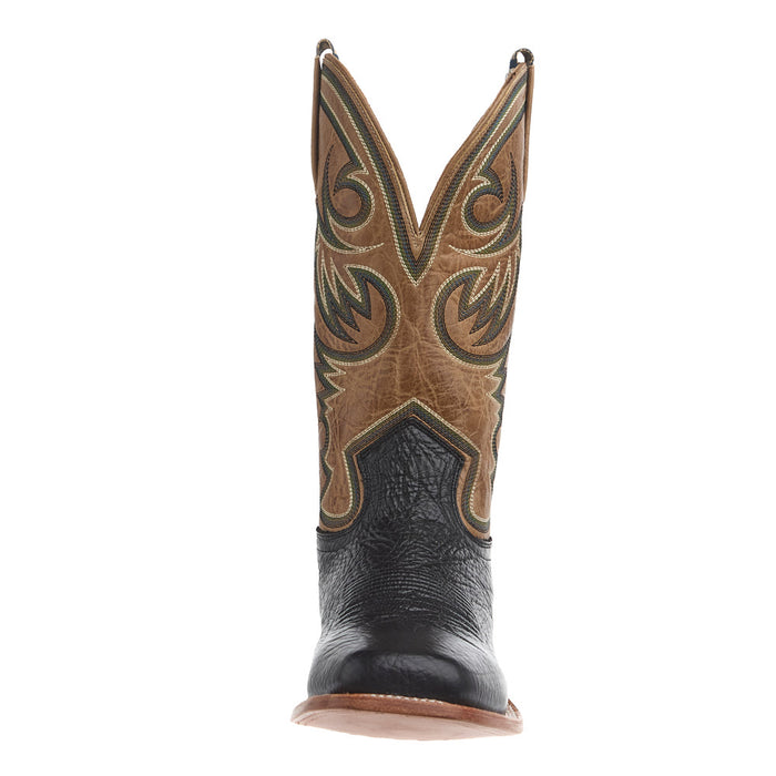 Hyer Boots Men's Sawyer Black Bull Hide Vamp 13in Marbled Tan Top Boot