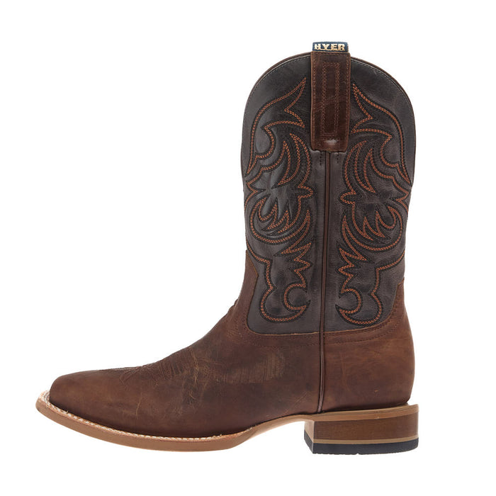 Hyer Boots Men's Bucklin Tan Crunch Cowhide Vamp 11in Light Coal Cowhide Top