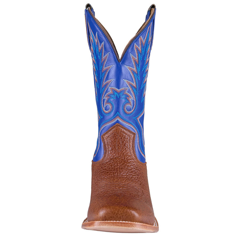 Hyer Boots Men's Kincaid Rye Shrunken Bull Hide Vamp 13in Bright Blue Goat Top