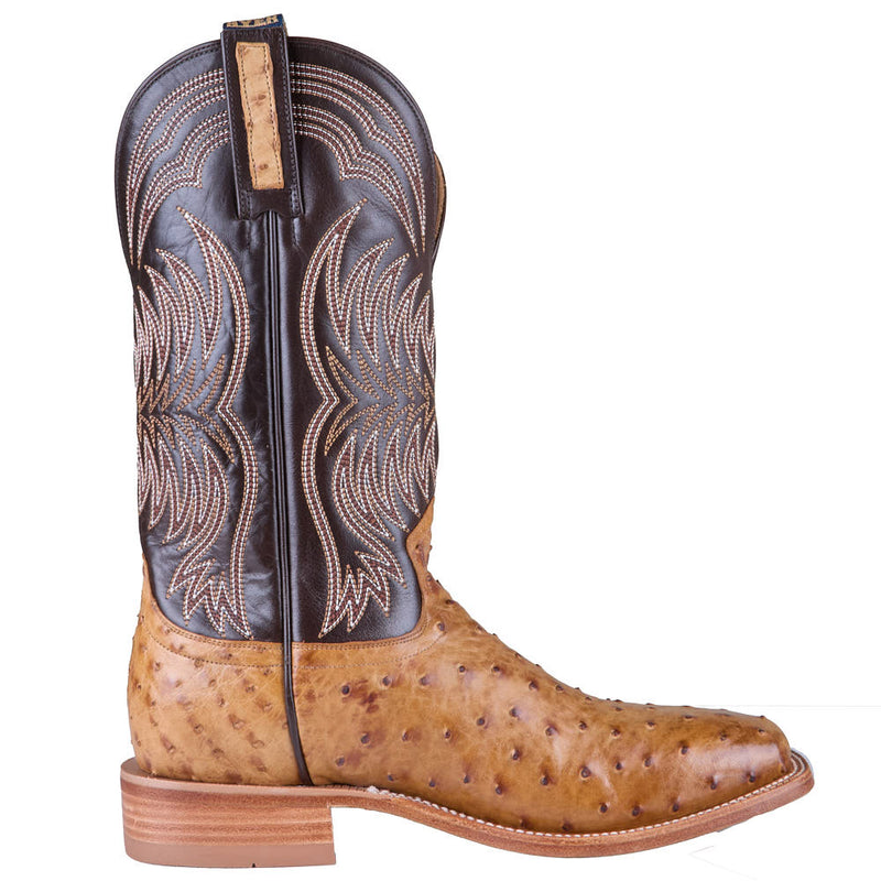 Hyer Boots Men's Langdon Umber Full Quill Ostrich Vamp 13in Chocolate Cowhide Top