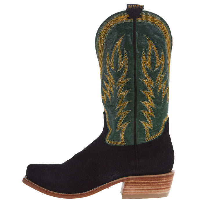 Hyer Boots Mens Culver Black Roughout 13 In Grass Vintage Goat Top Cowboy Boot