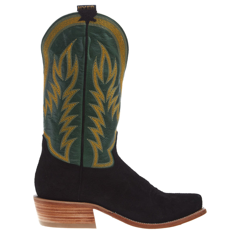 Hyer Boots Mens Culver Black Roughout 13 In Grass Vintage Goat Top Cowboy Boot