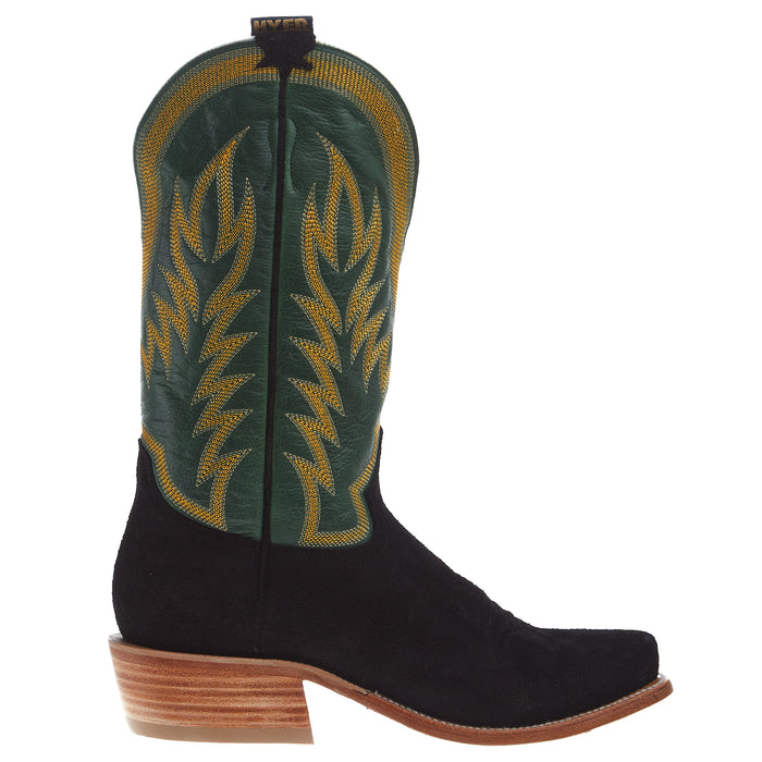 Hyer Boots Mens Culver Black Roughout 13 In Grass Vintage Goat Top Cowboy Boot