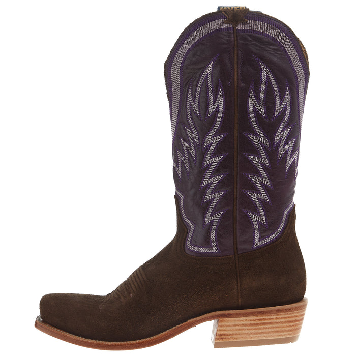 Hyer Boots Mens Culver Chestnut Roughout 13 In Eggplant Vintage Goat Top Cowboy Boot