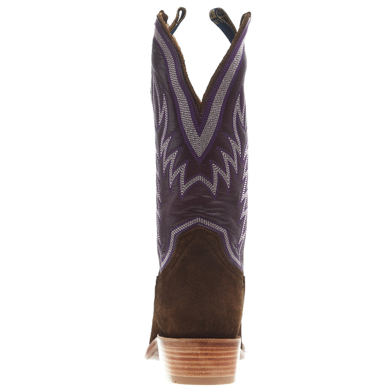 Hyer Boots Mens Culver Chestnut Roughout 13 In Eggplant Vintage Goat Top Cowboy Boot