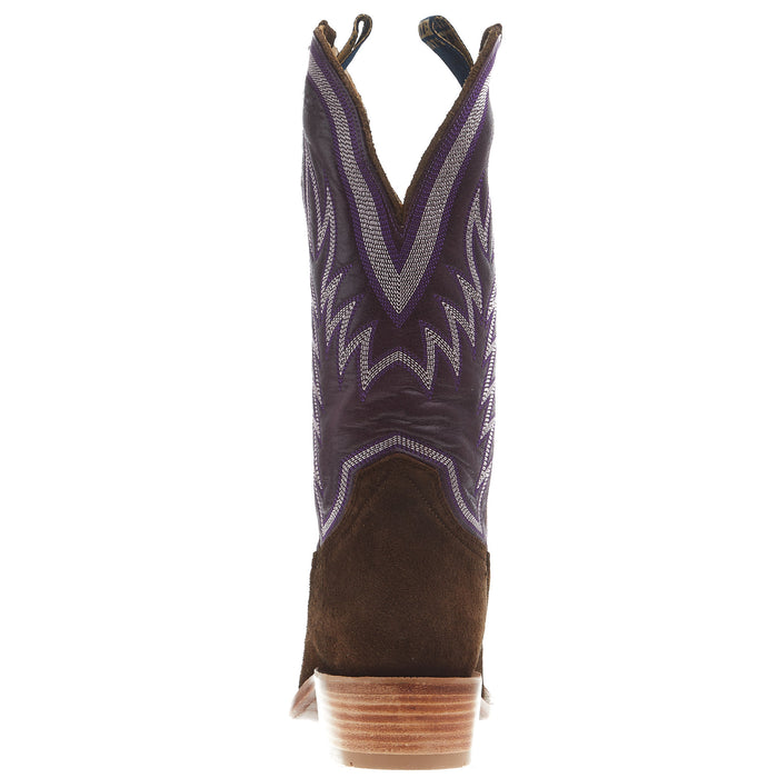 Hyer Boots Mens Culver Chestnut Roughout 13 In Eggplant Vintage Goat Top Cowboy Boot