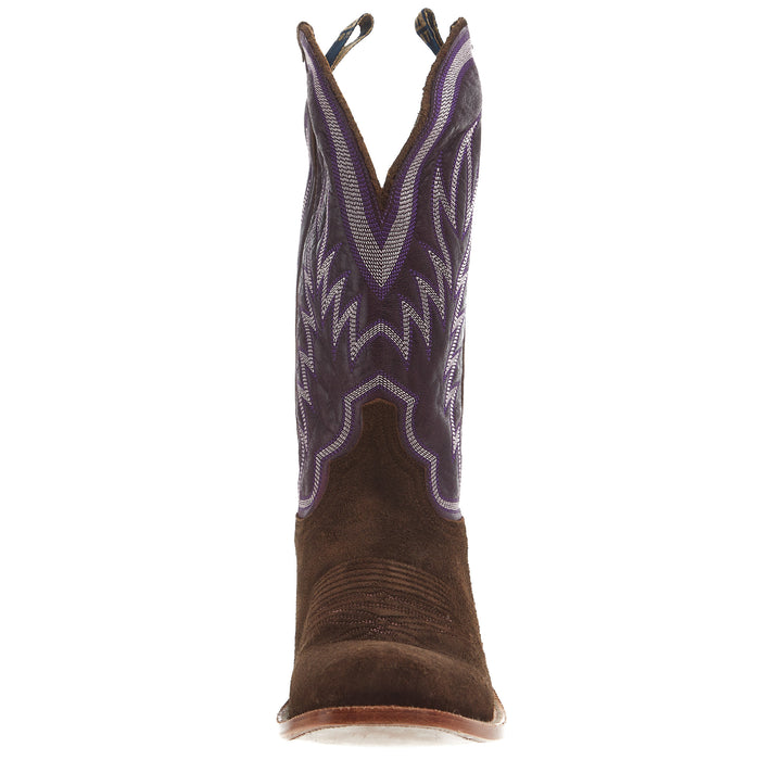 Hyer Boots Mens Culver Chestnut Roughout 13 In Eggplant Vintage Goat Top Cowboy Boot