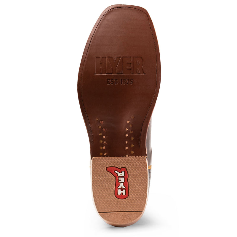 Hyer Boots Men`s Chocolate Maize 13In Matching Top Cowboy Boot