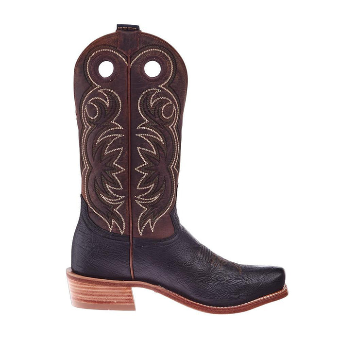 Hyer Boots Men`s Riley Black Shrunken Calf 13In Tan Goat Top Boot