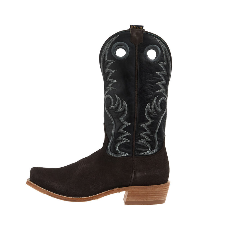 Hyer Boots Men's McCune Charcoal Roughout Vamp 13in Blue Lagoon Cowhide Top