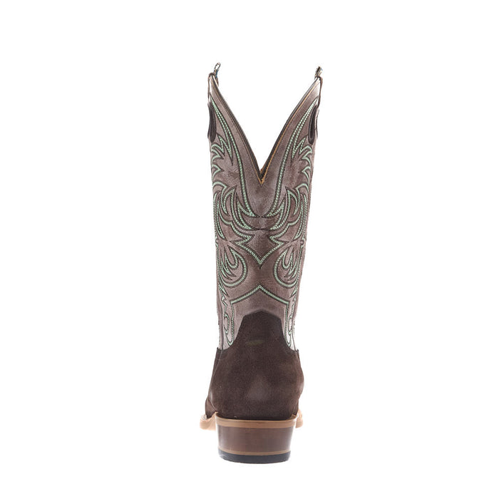 Hyer Boots Men's Burrton Chocolate Suede Vamp 13in Dusty Taupe Cowhide Top
