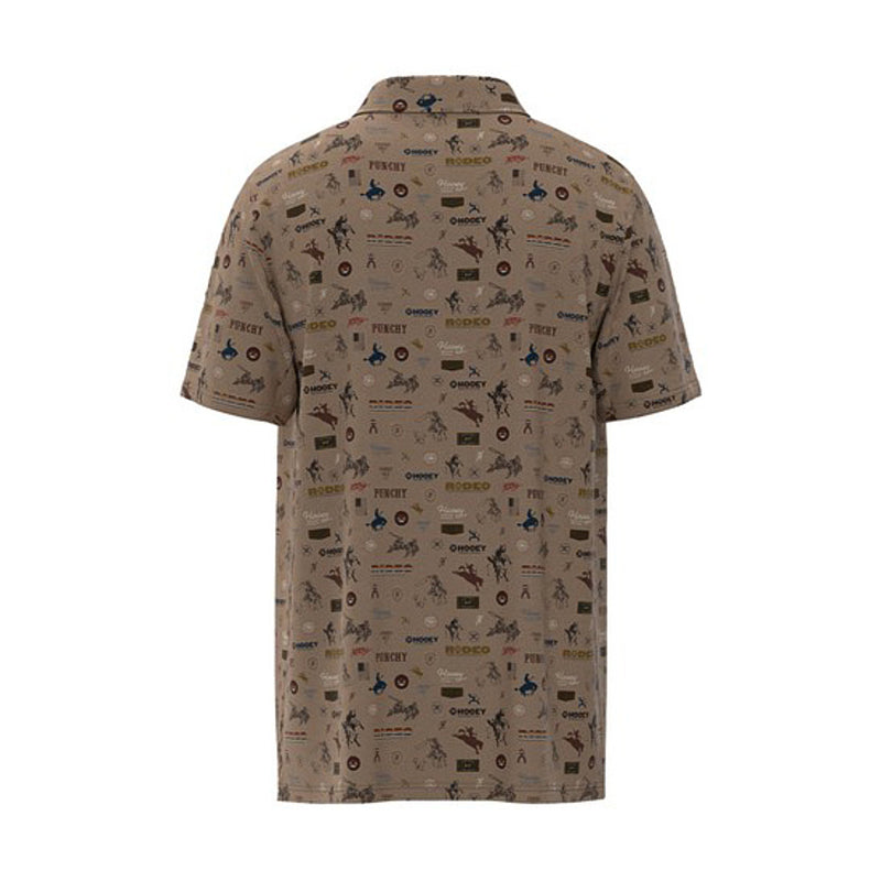 Hooey Mens Tan Print Cowboy Golf Weekender Polo