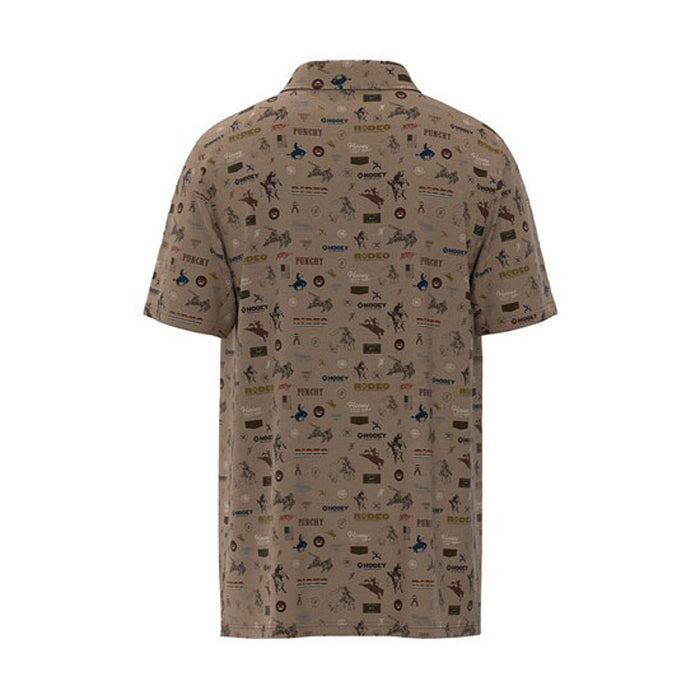 Hooey Mens Tan Print Cowboy Golf Weekender Polo