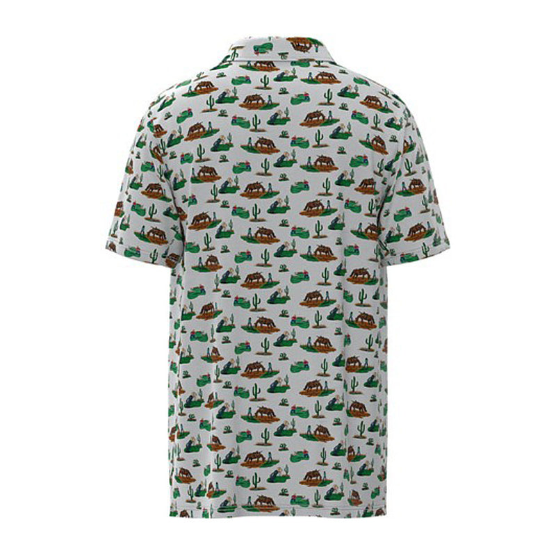 Hooey Mens White Print Cowboy Golf Weekender Polo