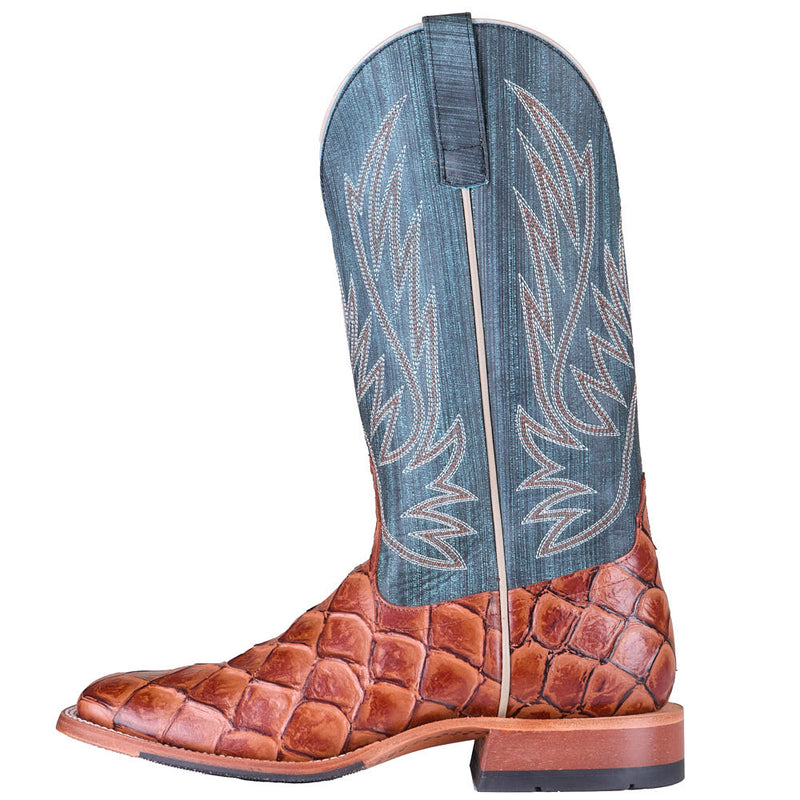 Horsepower Boots Men's Cognac Filet of Fish Print Vamp 13in Seas The Day Top Boot