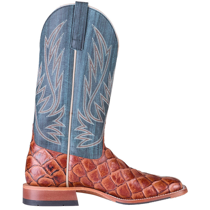 Horsepower Boots Men's Cognac Filet of Fish Print Vamp 13in Seas The Day Top Boot