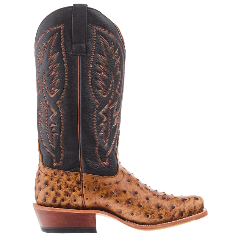 Horse Power Boots Men`s Honey Impostrich Vamp 13In Black Dillion Top Cowboy Boot