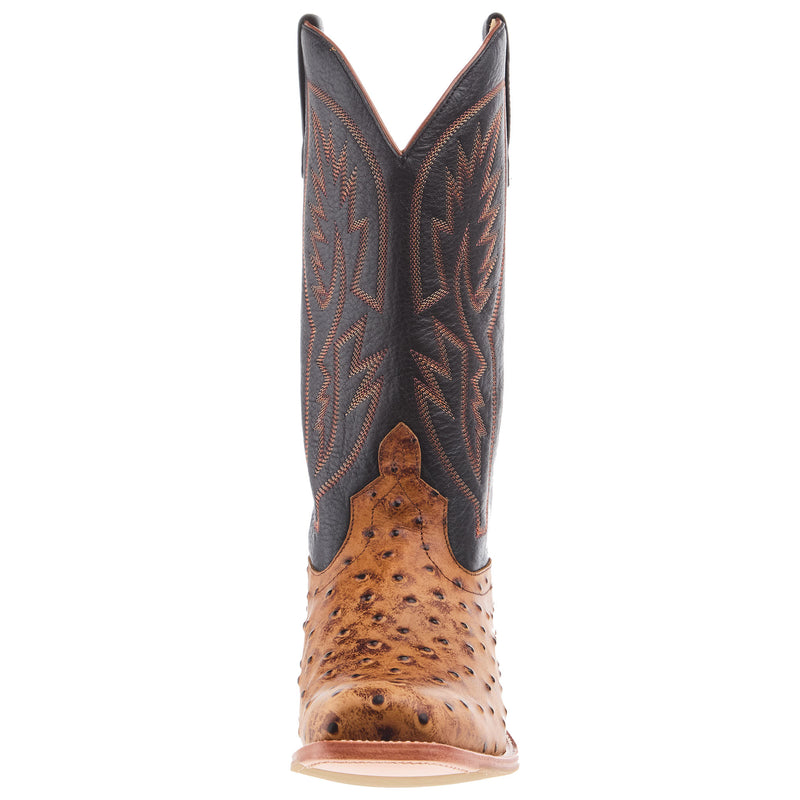 Horse Power Boots Men`s Honey Impostrich Vamp 13In Black Dillion Top Cowboy Boot