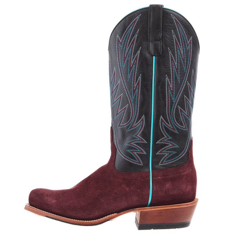 Horsepower Boots Men`s Burgundy Suede Vamp 13In Black Durango Top Cowboy Boot