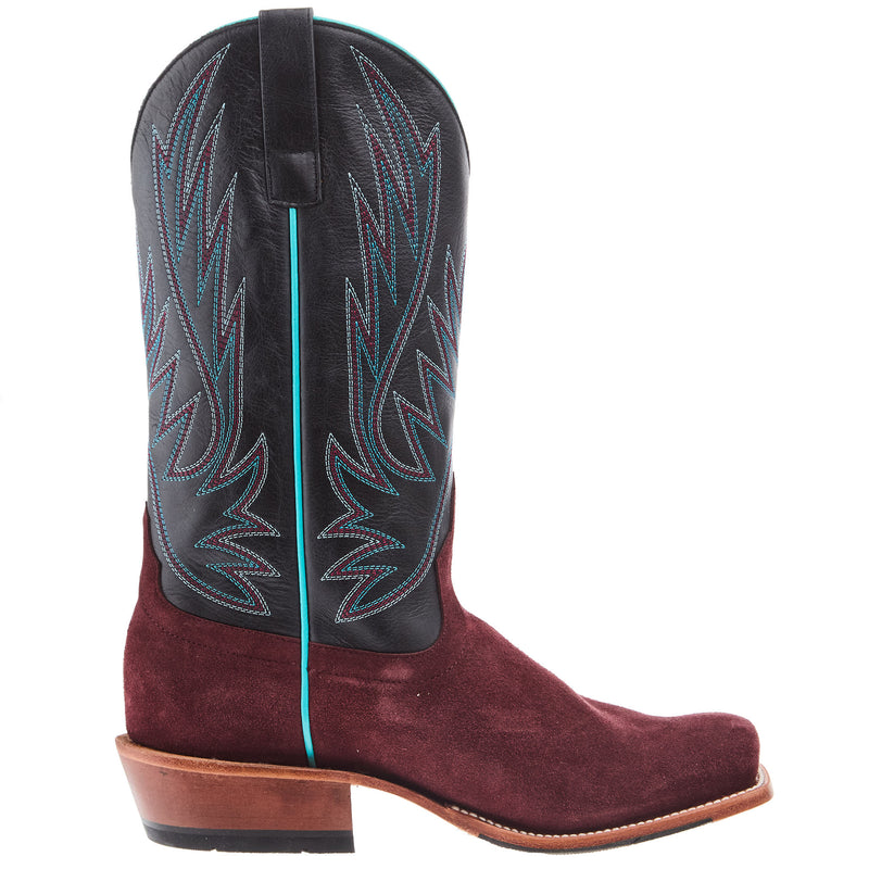 Horsepower Boots Men`s Burgundy Suede Vamp 13In Black Durango Top Cowboy Boot