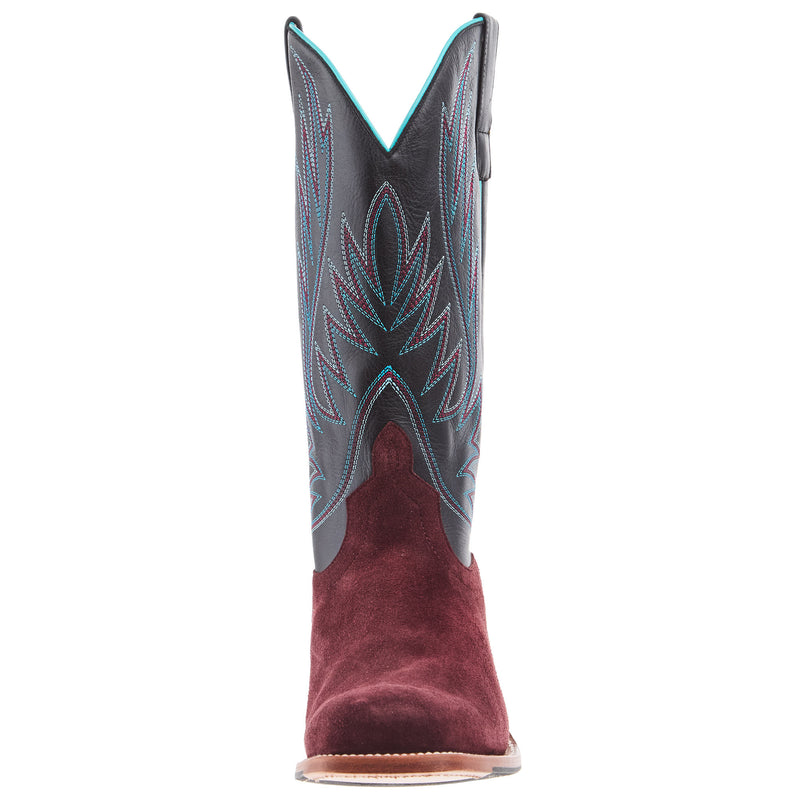Horsepower Boots Men`s Burgundy Suede Vamp 13In Black Durango Top Cowboy Boot