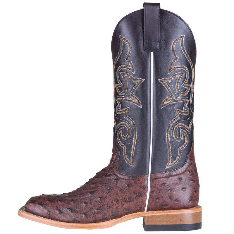 Horse Power Boots Men's Brown Ostrich Print Vamp 13in Black Gull Grain Top