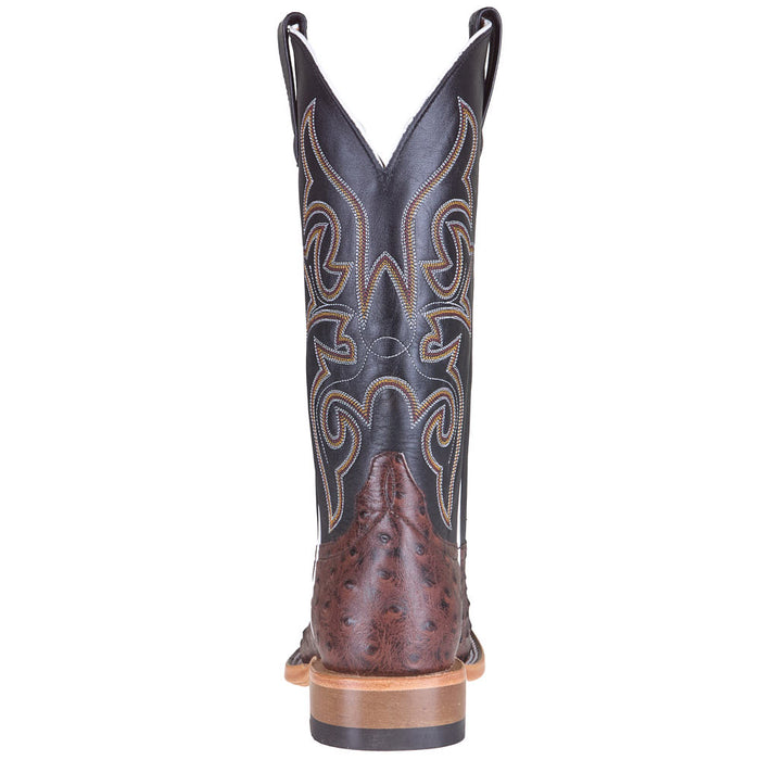 Horse Power Boots Men's Brown Ostrich Print Vamp 13in Black Gull Grain Top