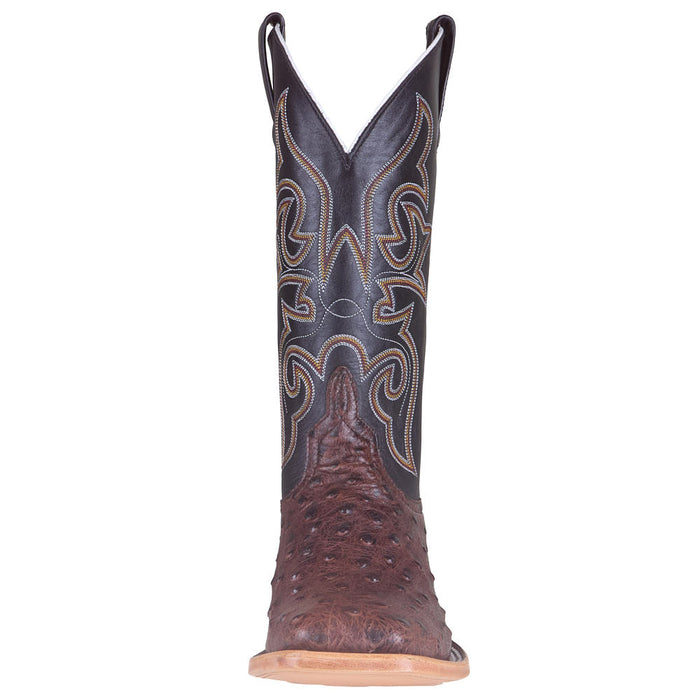 Horse Power Boots Men's Brown Ostrich Print Vamp 13in Black Gull Grain Top