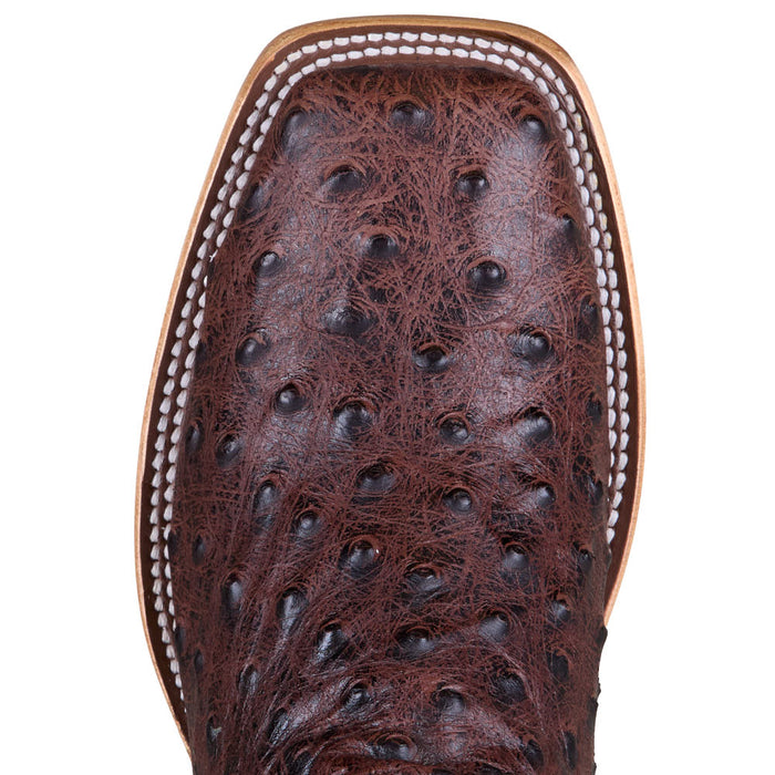 Horse Power Boots Men's Brown Ostrich Print Vamp 13in Black Gull Grain Top