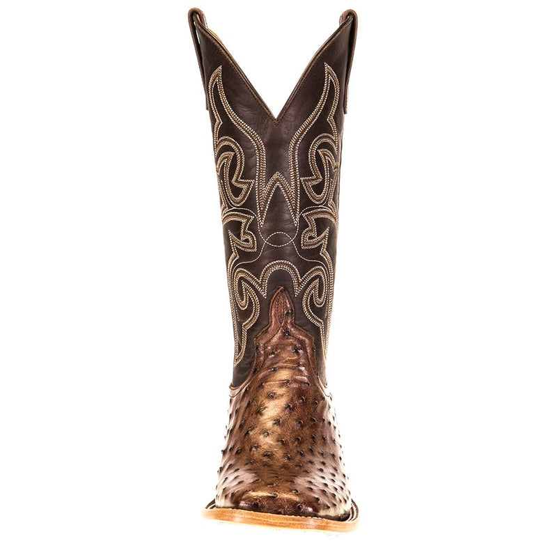 Horsepower Boots Mens Kango Tobac Full Quill Ostrich 13in Chocolate Cowboy Boots