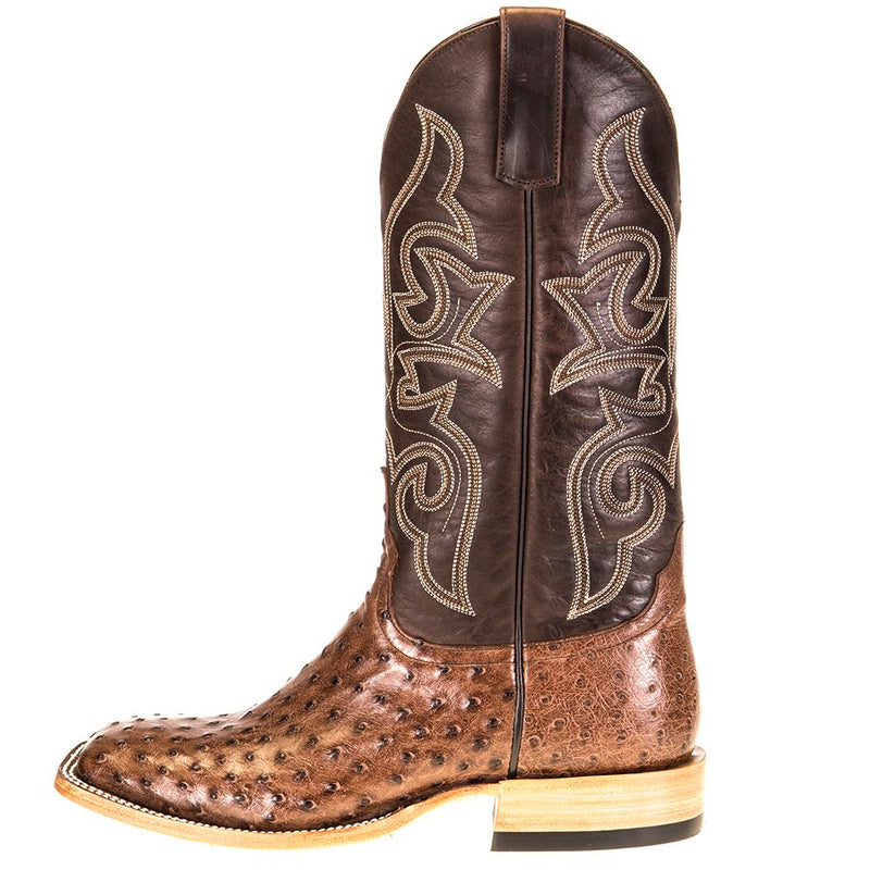 Horsepower Boots Mens Kango Tobac Full Quill Ostrich 13in Chocolate Cowboy Boots