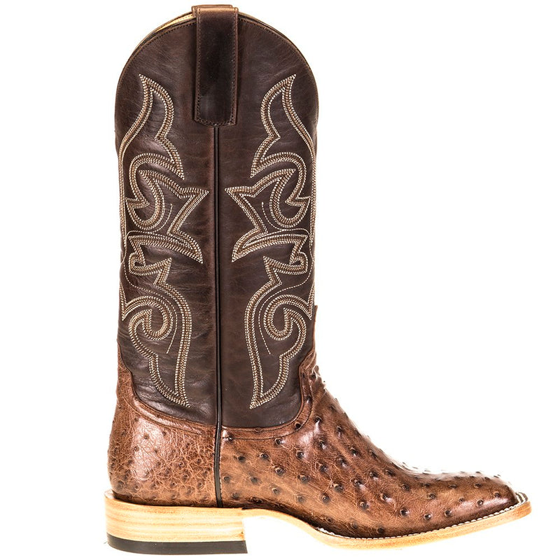 Horsepower Boots Mens Kango Tobac Full Quill Ostrich 13in Chocolate Cowboy Boots