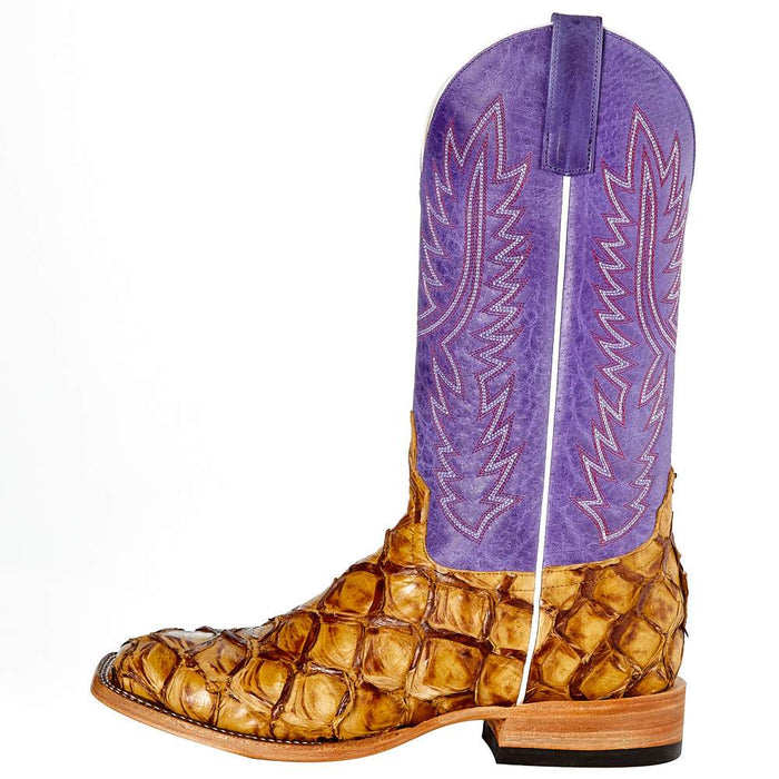 Horsepower Boots Mens Top Hand Antique Saddle Big Bass 13in Purple Wipeout Top Boots