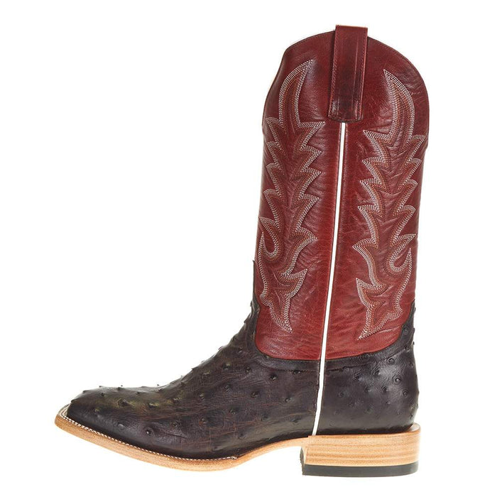 Horsepower Boots Men's Horsepower Top Hand Nicotine Lux Full Quill Ostrich 13in. Red Sinsation Top Boot