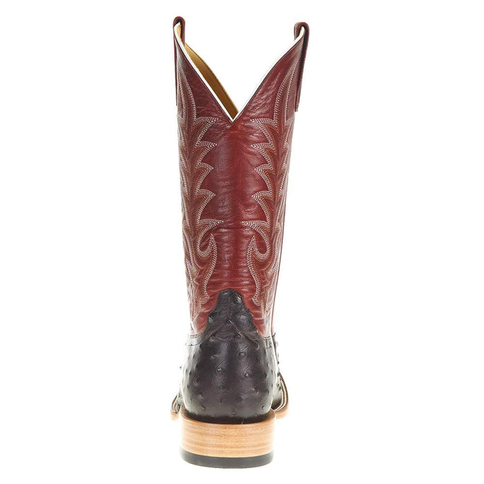 Horsepower Boots Men's Horsepower Top Hand Nicotine Lux Full Quill Ostrich 13in. Red Sinsation Top Boot
