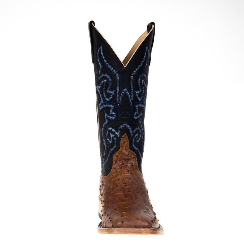 Horse Power Top Hand Men's Oryx Full Quill Ostrich 13in. Black Top Square Toe Boots
