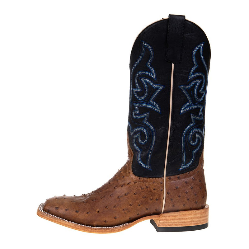 Horse Power Top Hand Men's Oryx Full Quill Ostrich 13in. Black Top Square Toe Boots