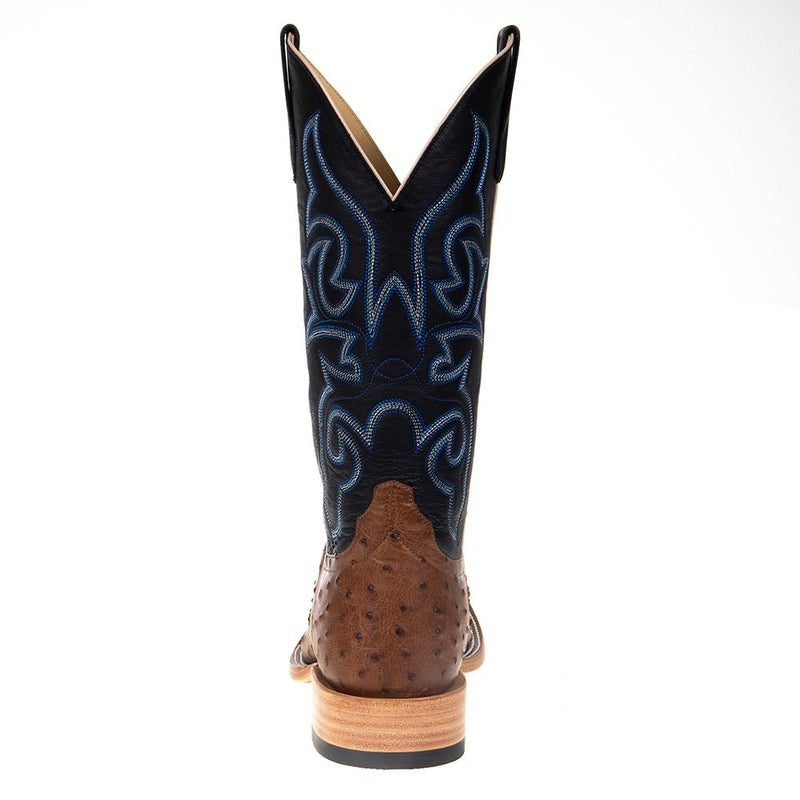 Horse Power Top Hand Men's Oryx Full Quill Ostrich 13in. Black Top Square Toe Boots