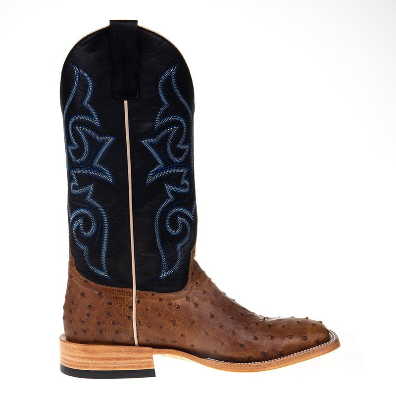 Horse Power Top Hand Men's Oryx Full Quill Ostrich 13in. Black Top Square Toe Boots