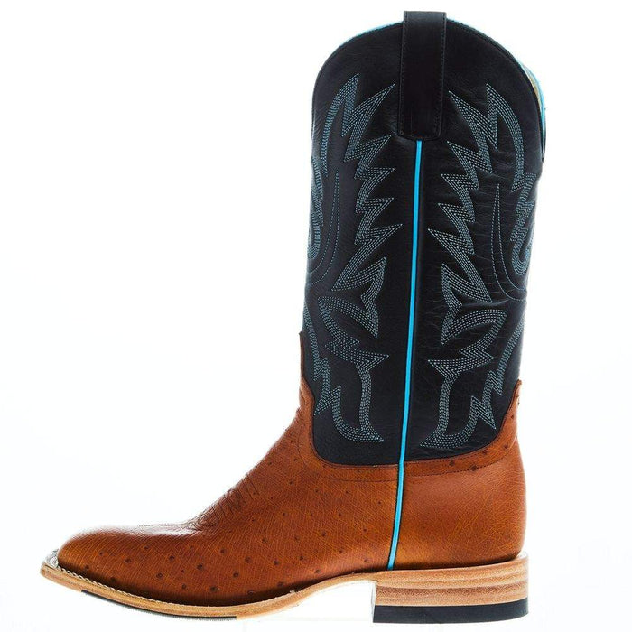 Horsepower Boots Mens Top Hand Cognac Smooth Ostrich Square Toe Boot