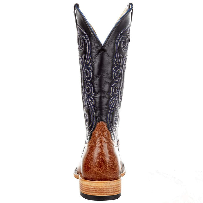 Horsepower Men's Top Hand Rum Brown Glazed Smooth Ostrich 13' Blue Top Boot