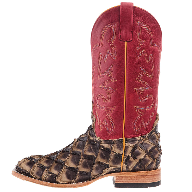 Horse Power Top Hand Men`s Petrified Oak Big Bass 13In Red Rodeo Top Cowboy Boot