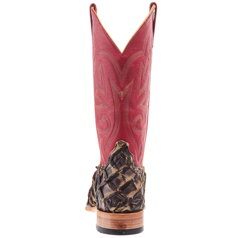 Horse Power Top Hand Men`s Petrified Oak Big Bass 13In Red Rodeo Top Cowboy Boot